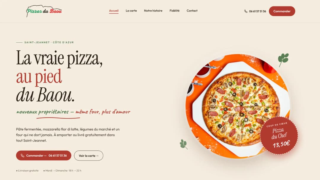 Site Vitrine (Pizzas du Baou)